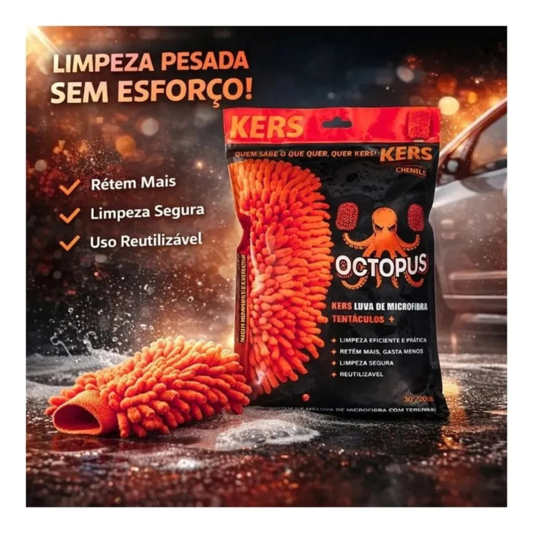 Luva De Microfibra Com Tentáculos Octopus Kers - Imagem 2